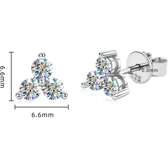 Vintage 2 cttw Round Diamond Moissanite 18k Solitaire Earrings - Picture 9 of 11